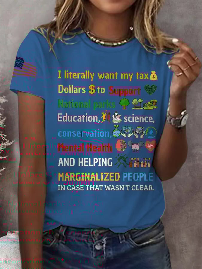 Women's Support National Parks Print Round Neck T-Shirt