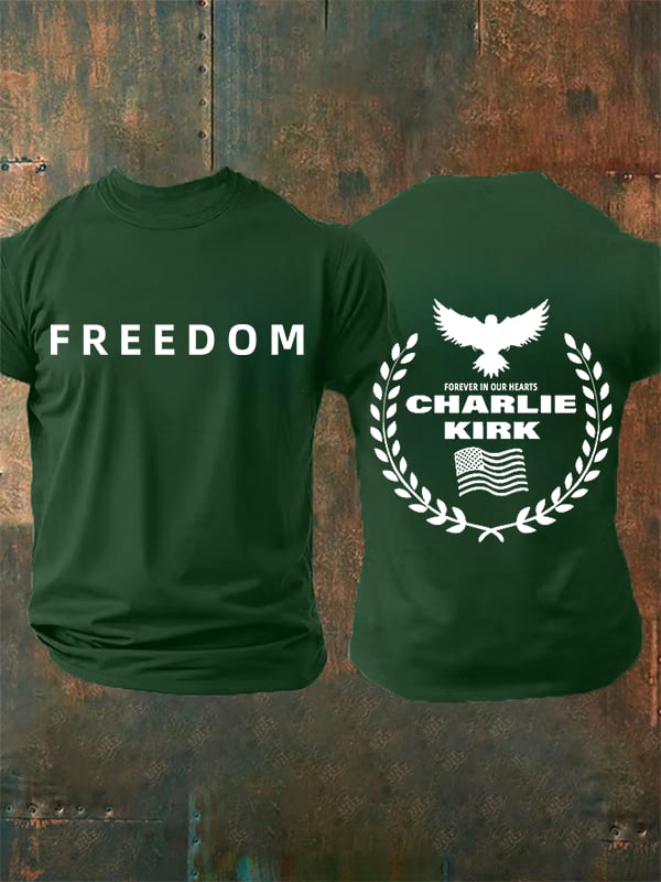 Men's Freedom American Flag Print Casuasl T-shirt