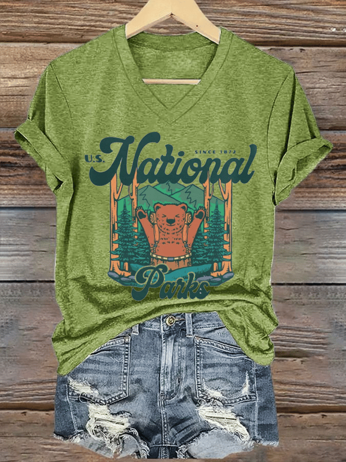 Women's Protect National Parks Print V-Neck T-Shirt