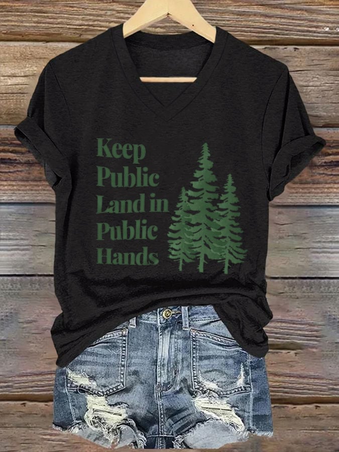 Women's Retro Keep Public Land In Public Hands Print T-Shirt