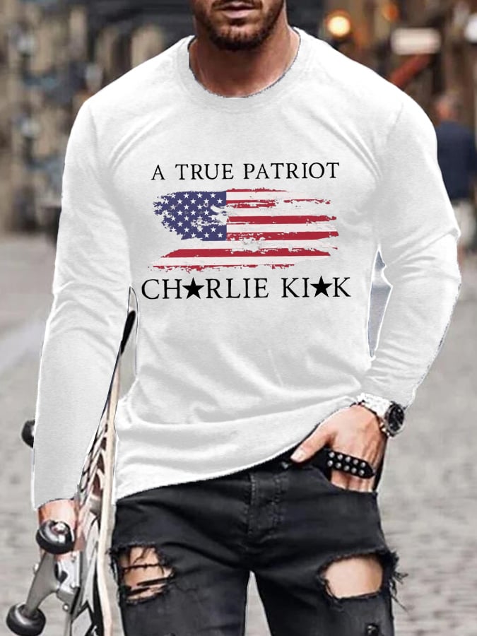 Men'S Freedom American Flag Print T-Shirt