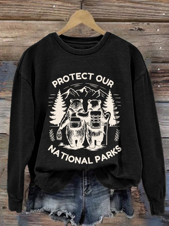 Retro Protect Our National Parks Print Sweatshirt