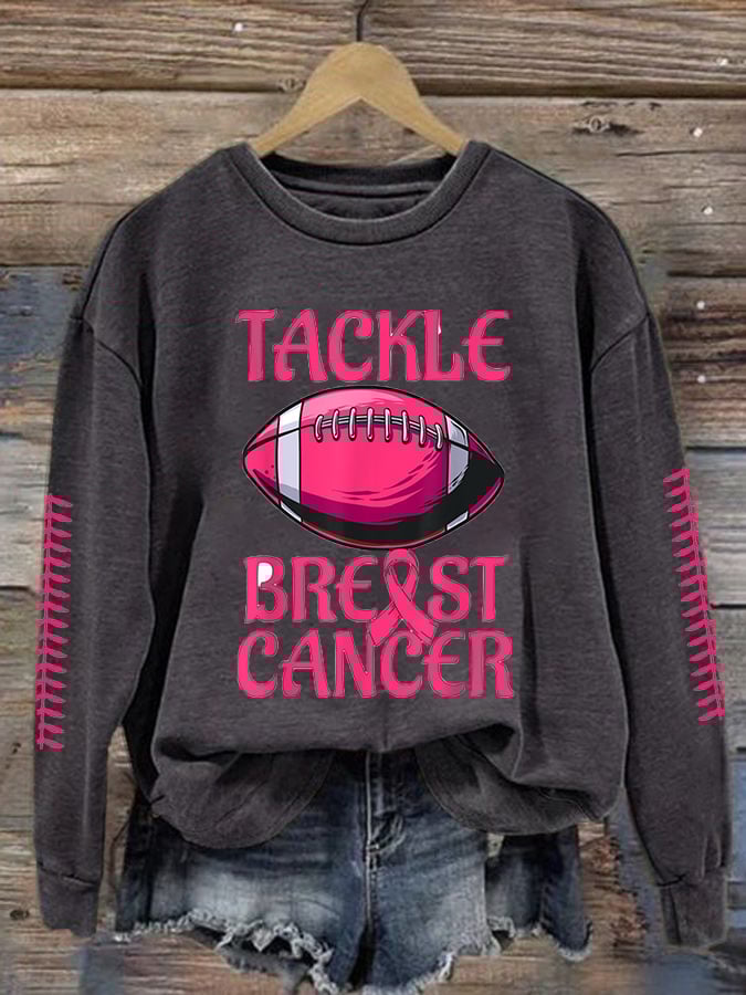 Breast Cancer Casual Print Long Sleeve Sweatshirt