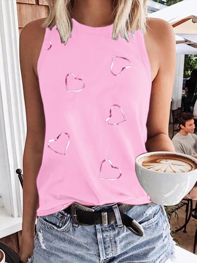 Women's Breast Cancer Awareness Print Crew Neck Tank Top