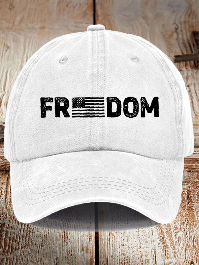 Unisex Freedom American Flag Print Baseball Cap