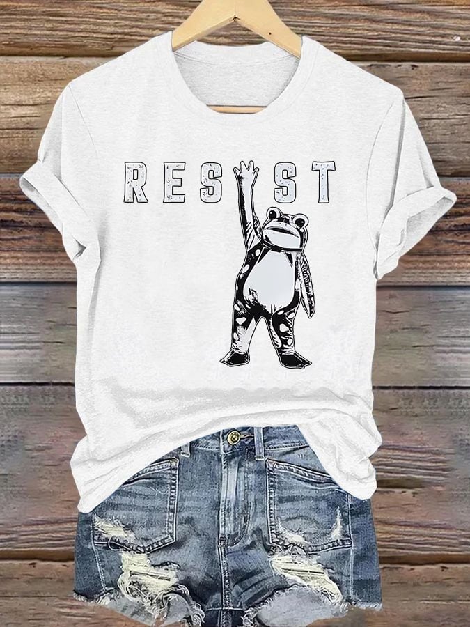 Women's Portland Frog Resist Printed Casual T-Shirt