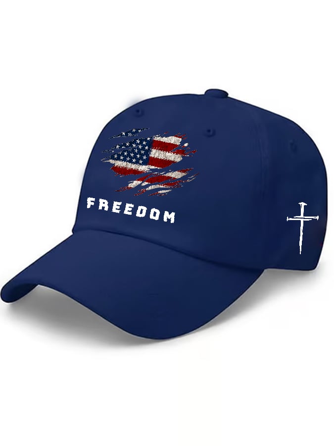 Unisex Freedom American Flag Print Baseball Cap