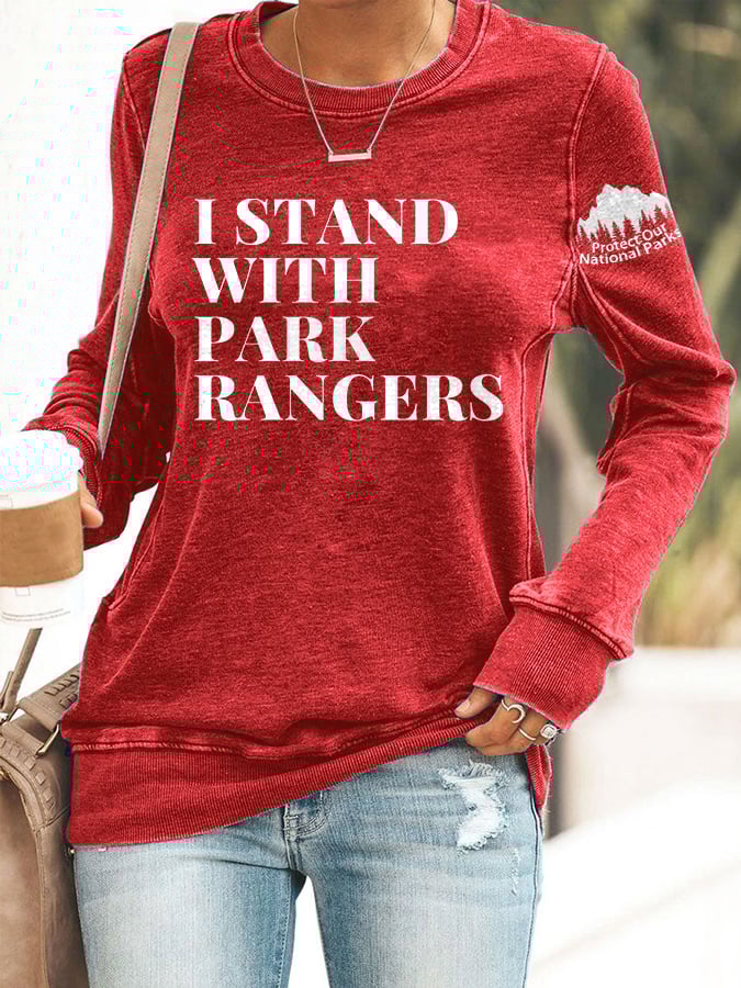 Retro I Stand With Park Rangers Protect Our National Parks Print Sweatshirt