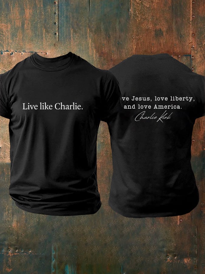 Men's Retro Live Like I Love Jesus, Love Liberty, And Love America Print T-Shirt