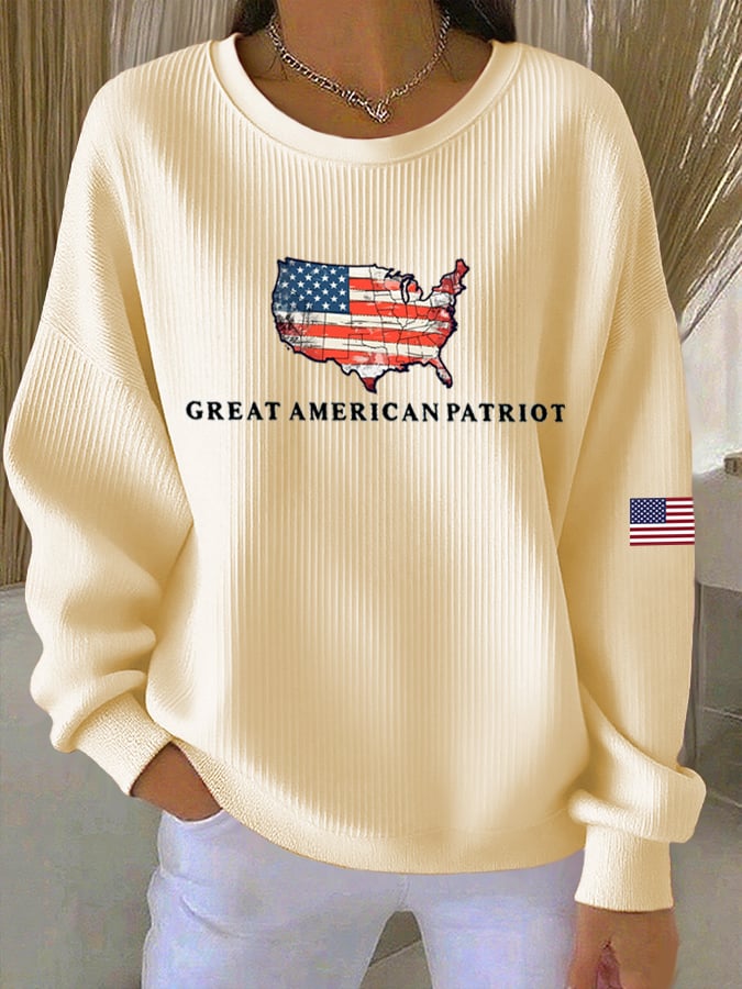 Women's Print Knit Crew Neck Long Sleeve Top