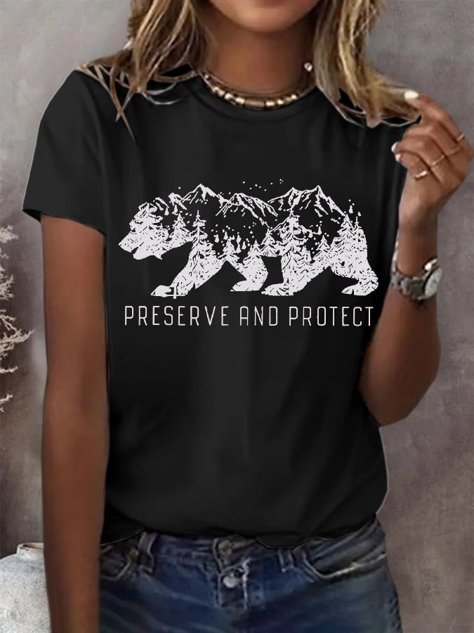 Women's Preserve And Protect Print Round Neck T-Shirt