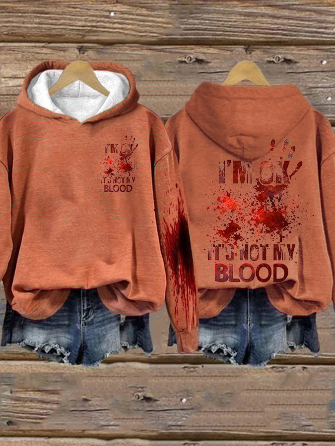 I'M Ok It'S Not My Blood Halloween Women's Printed Long Sleeve Sweatshirt