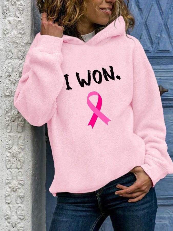 Women's Breast Cancer Survivor Casual Long Sleeve Hoodie