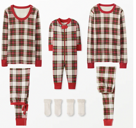 Mixed color plaid Matching Family Christmas Pajamas-Dog Pajamas Included