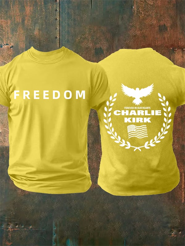 Men's Freedom American Flag Print Casuasl T-shirt