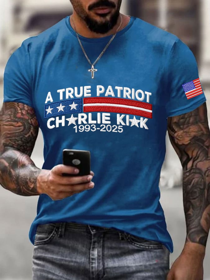 Men's Commemorative Leader A true Patriot Print T-Shirt