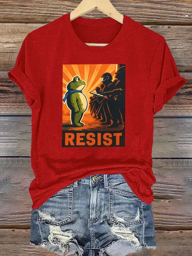 Women's Portland Frog Resist Printed Casual T-Shirt