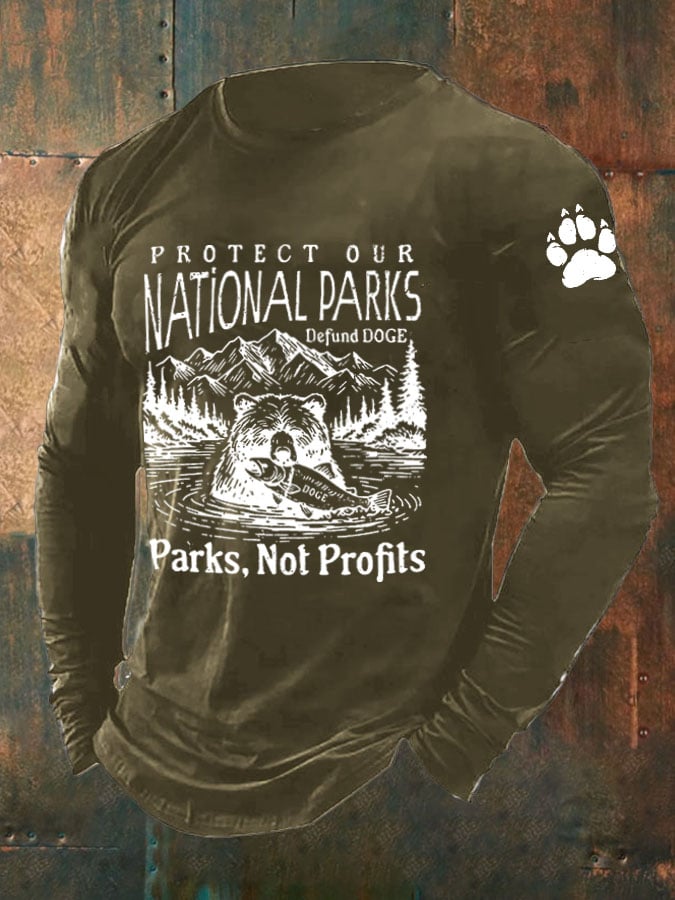 Men's Protect Our National Parks Print Long Sleeve Top