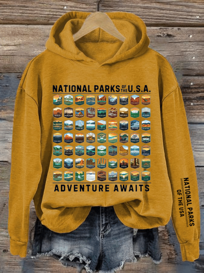 Women's National Parks Of The USA Heat Transfer Hood Sweatshirt