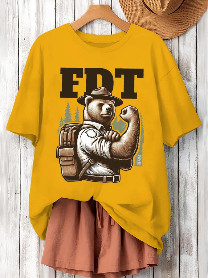 Women's Retro Support National Parks FDT Resist Bear Print T-Shirt