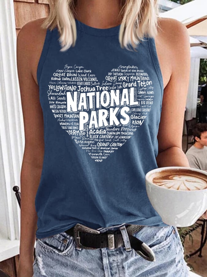 Women's National Parks Explore, Protect, Preserve Print Crew Neck Tank Top
