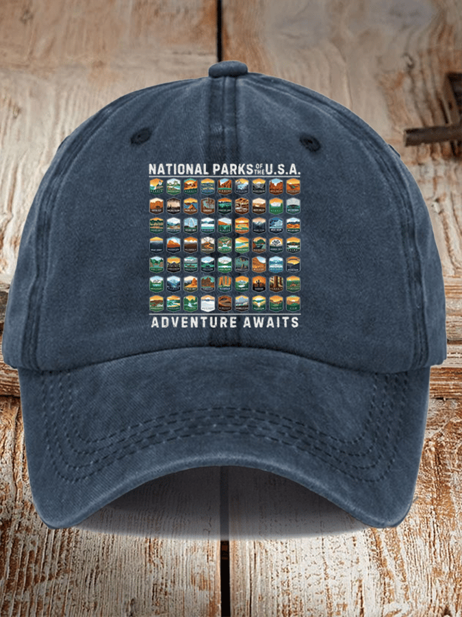 Unisex Distressed Washed Cotton National Parks Of The USA Hat