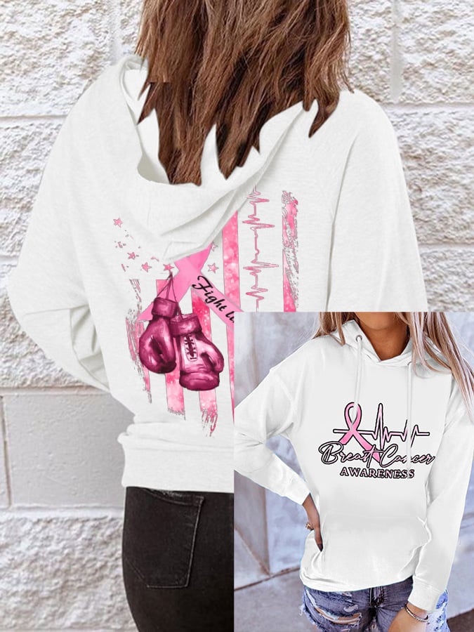 Women'S Casual Printed Hooded Long-Sleeve Sweatshirt