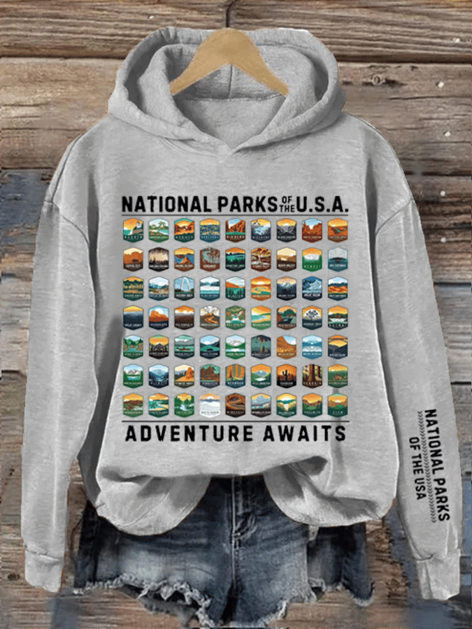 Women's National Parks Of The USA Heat Transfer Hood Sweatshirt