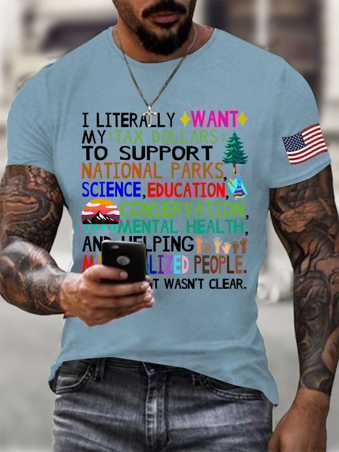 Men's Support National Parks Printed Round Neck T-Shirt