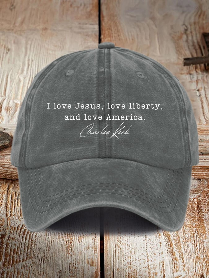 Retro I Love Jesus, Love Liberty, And Love America Print Baseball Cap