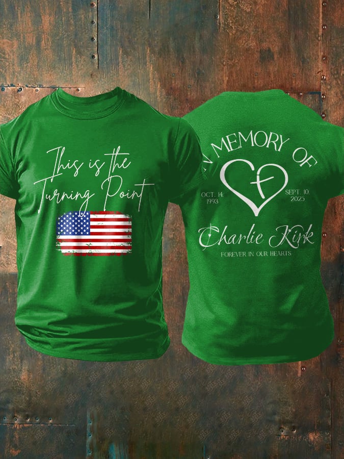 Men's Retro This Is The Turning Point In Memory Of Forever In Our Hearts Print T-Shirt