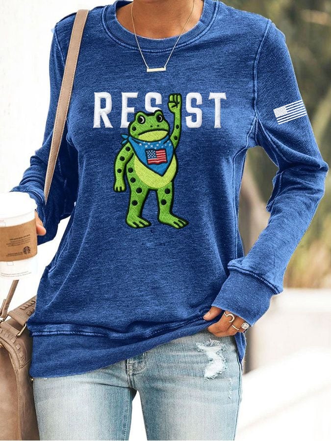 Women's Resist Frog Printed Casual Sweatshirt