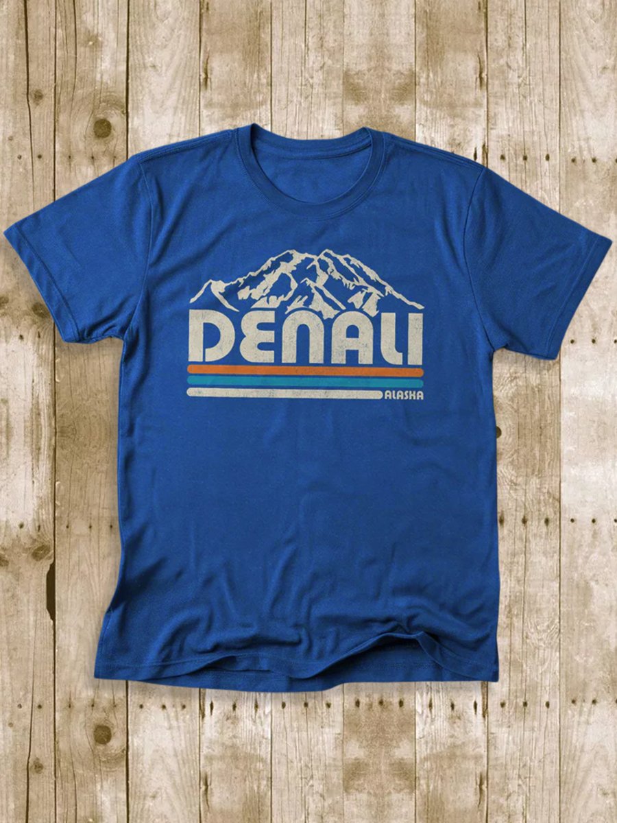 Men's 100% Cotton Denali National Park Crew Neck Short Sleeve T-Shirt