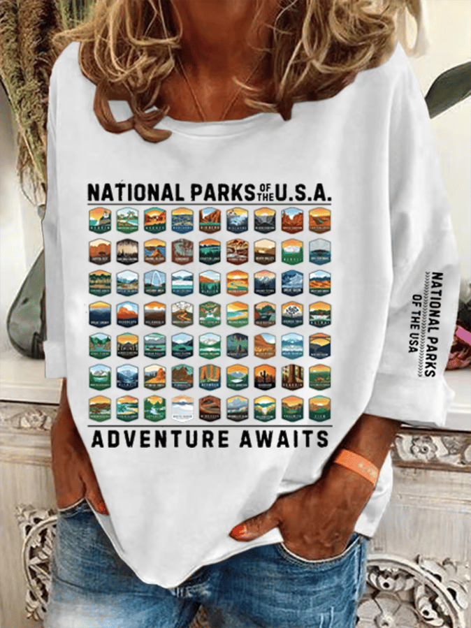 Women's National Parks Of The USA Heat Transfer Casual Sweatshirt