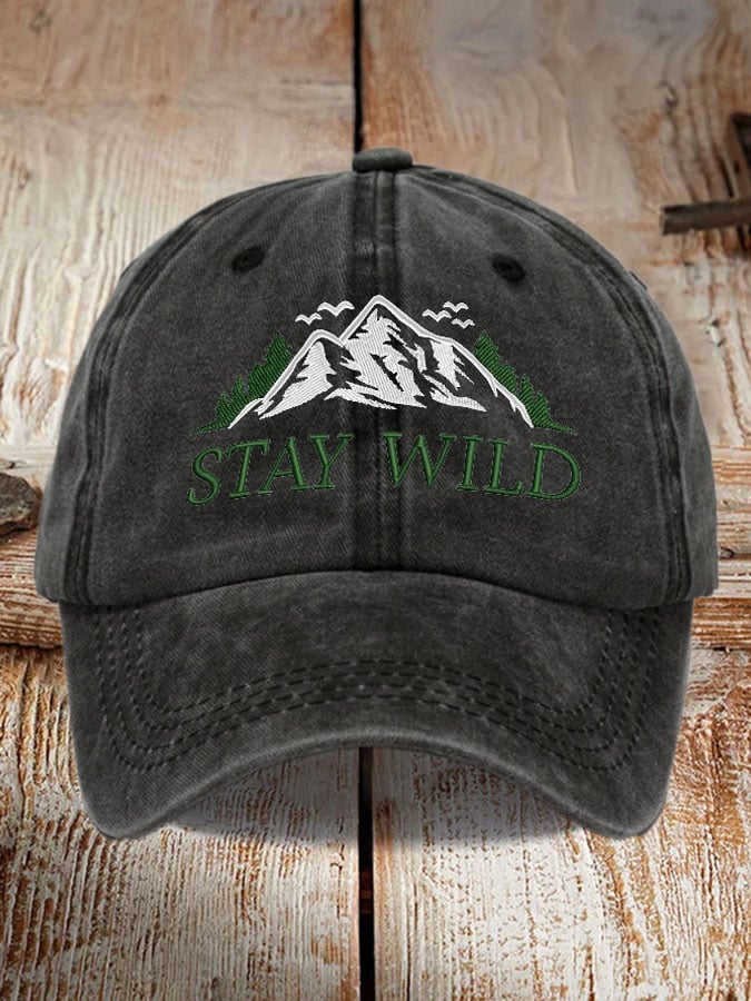 Retro Stay Wild Mountains Protect National Parks Printed Baseball Cap