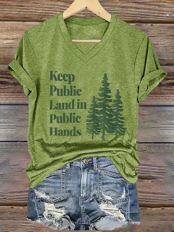 Women's Retro Keep Public Land In Public Hands Print T-Shirt