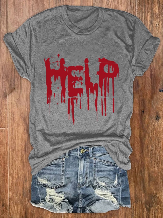 Women's Funny Halloween Blood Stains Help Tee