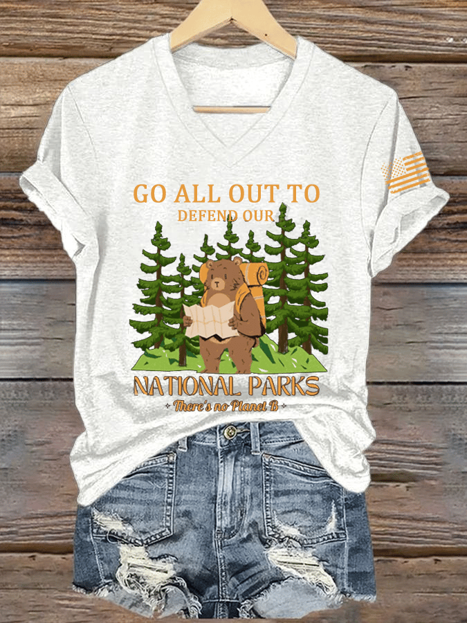 Women's Protect National Parks Print V-Neck T-Shirt