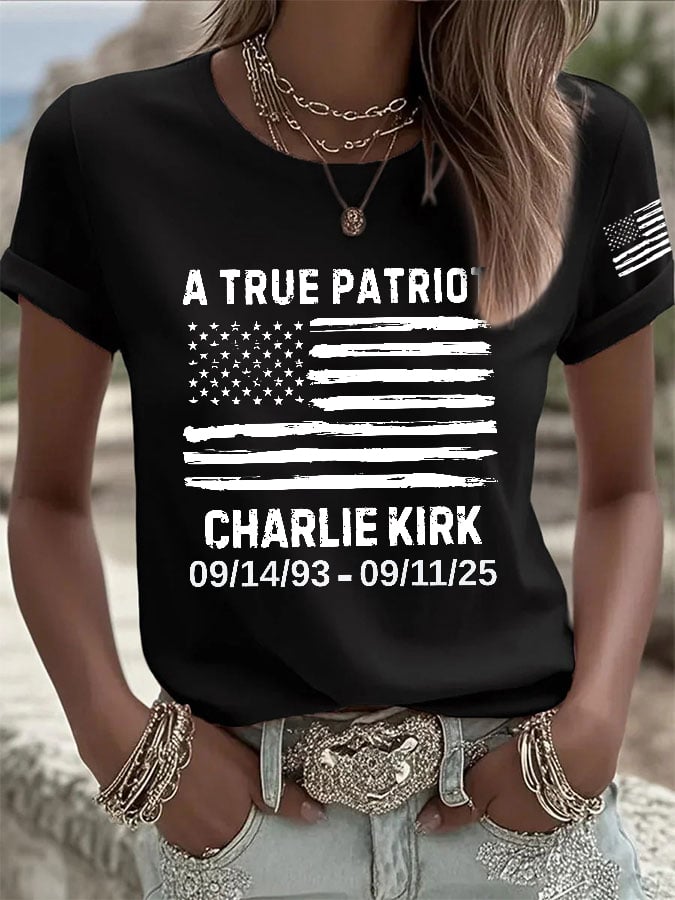 Women's Retro A True Patriot Print T-Shirt