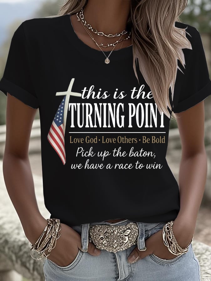 Women's This Is The Turning Point Printed Round Neck T-Shirt