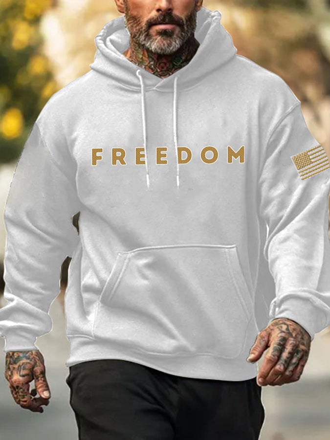 Men's Retro Freedom Print Hoodie