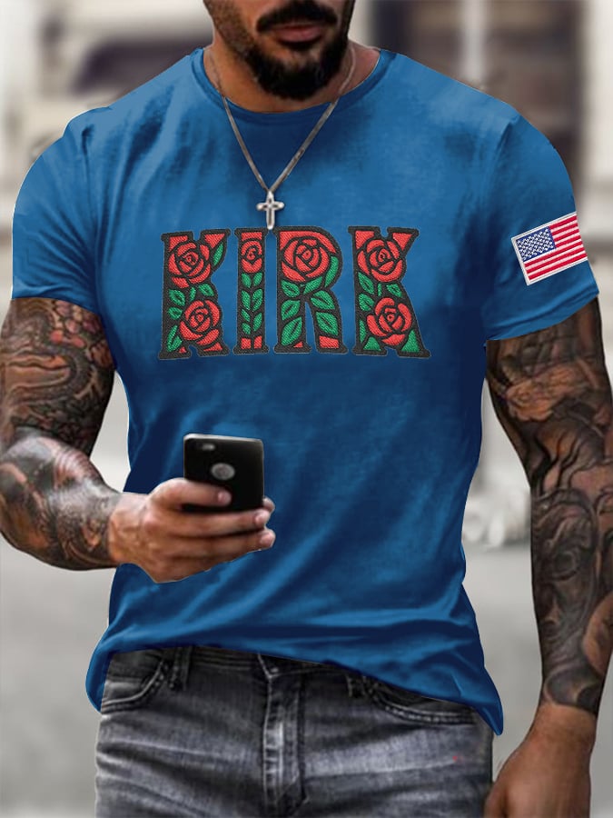 Men's Rose Printed Casual T-Shirt