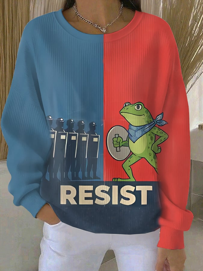 Women's Resist Frog Print Casual Sweatshirt