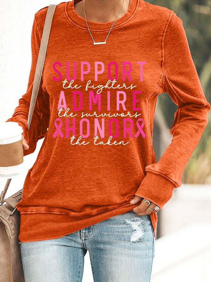 Women'S Casual Support The Fighter Admire The Survivors Honor The Taken Long-Sleeved Sweatshirt
