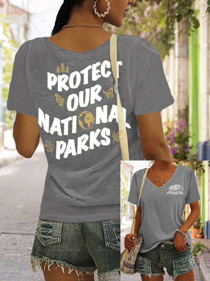 Women's Protect Our National Parks Printed Short-Sleeved T-Shirt