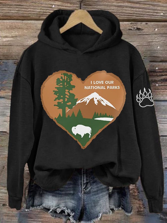 Women’s Retro I Love Our National Parks Printed Hoodie
