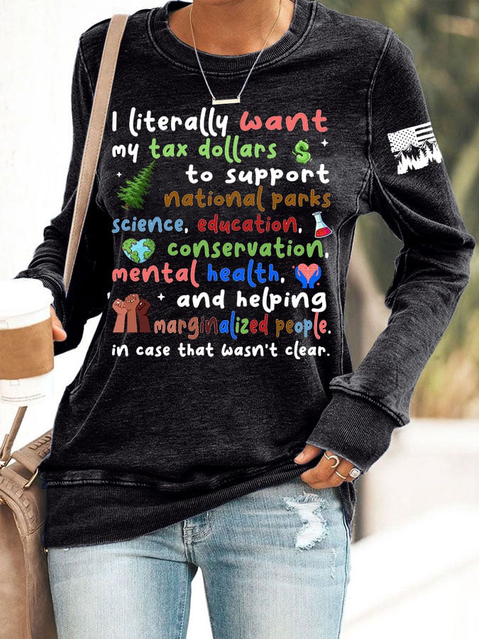 Women's Support National Parks Print Round Neck Sweatshirt