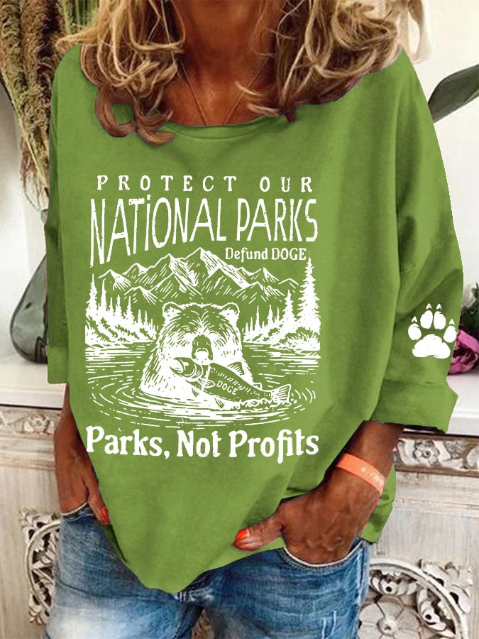 Women's Protect Our National Parks Print Casual Sweatshirt