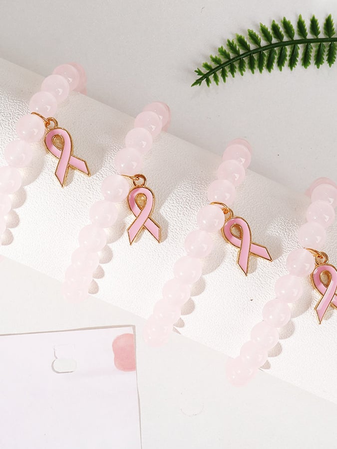 Women's Breast Cancer Awareness Natural Crystal Bracelet