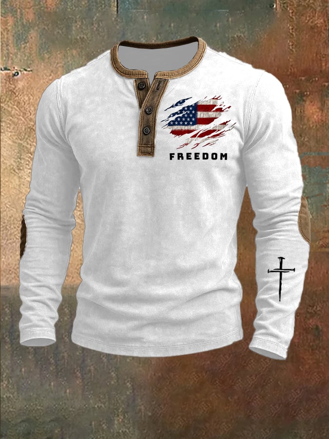 Men's Commemorative Print Henley Shirt